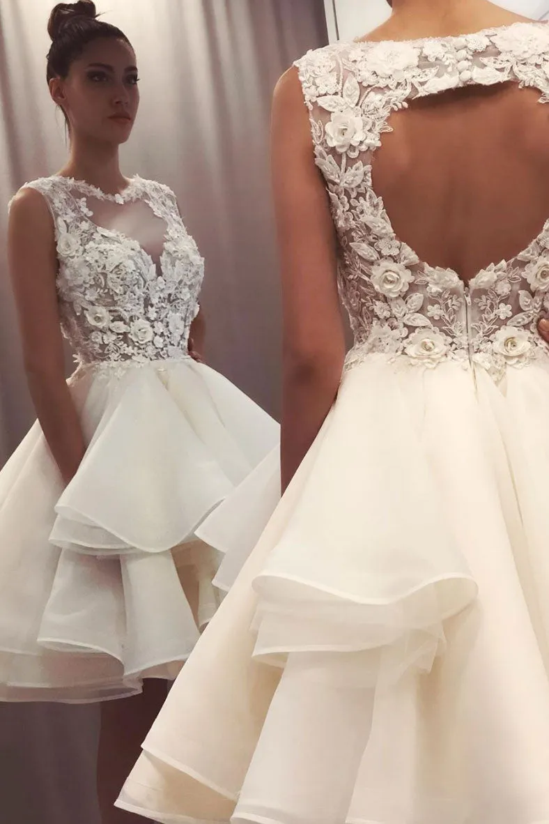 White tulle lace short prom dress white tulle lace homecoming dress