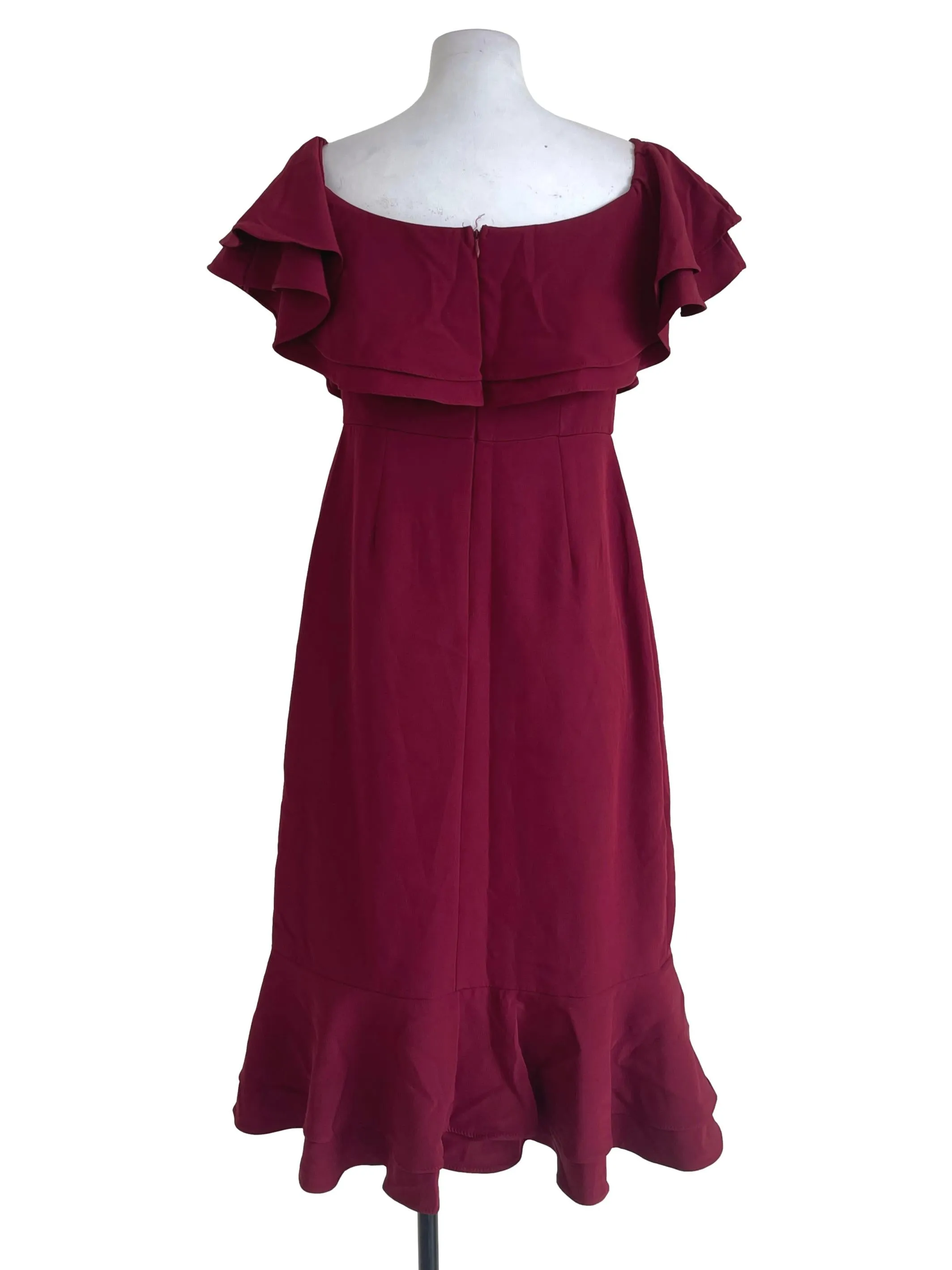Wine Red Bertha Collar Dress