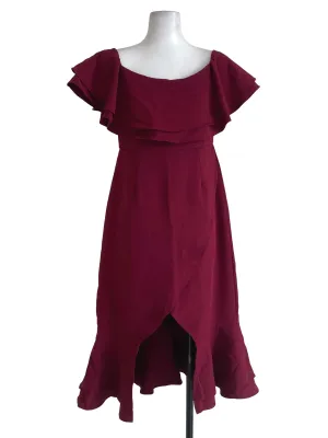 Wine Red Bertha Collar Dress