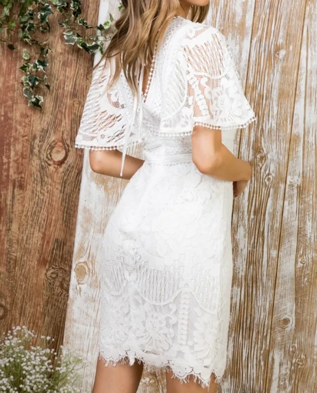 Winged Kimono Lace Dress