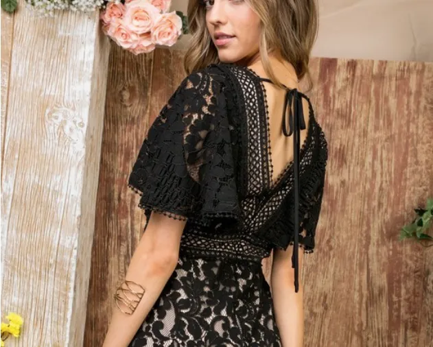 Winged Kimono Lace Dress