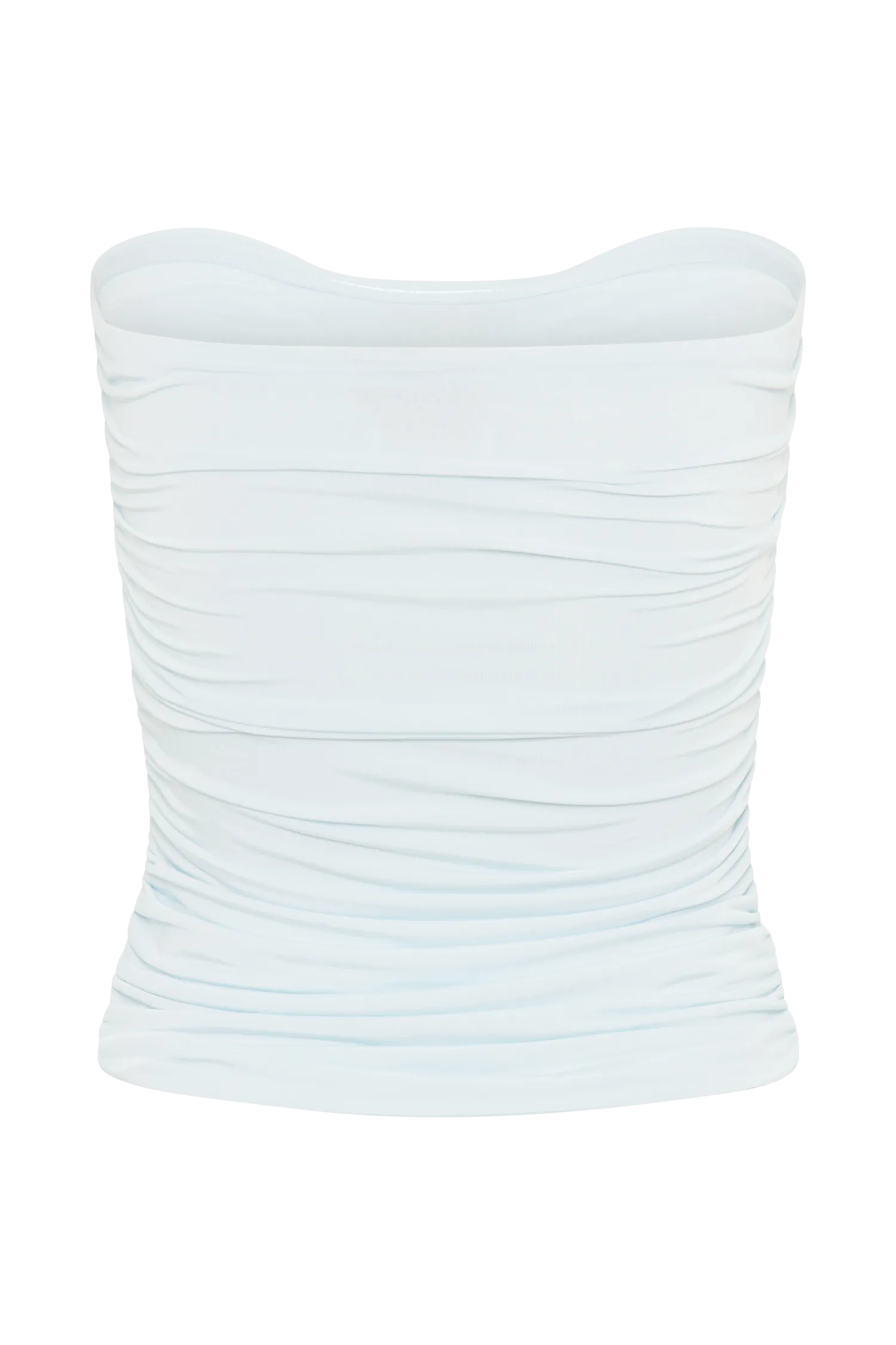 Winslet Strapless Slinky Longline Top With Shell Hardware - Sky Blue
