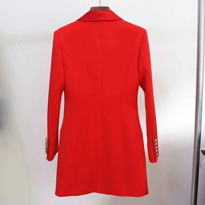 Women's Golden Lion Buttons Blazer Style V Neck Mini Dress