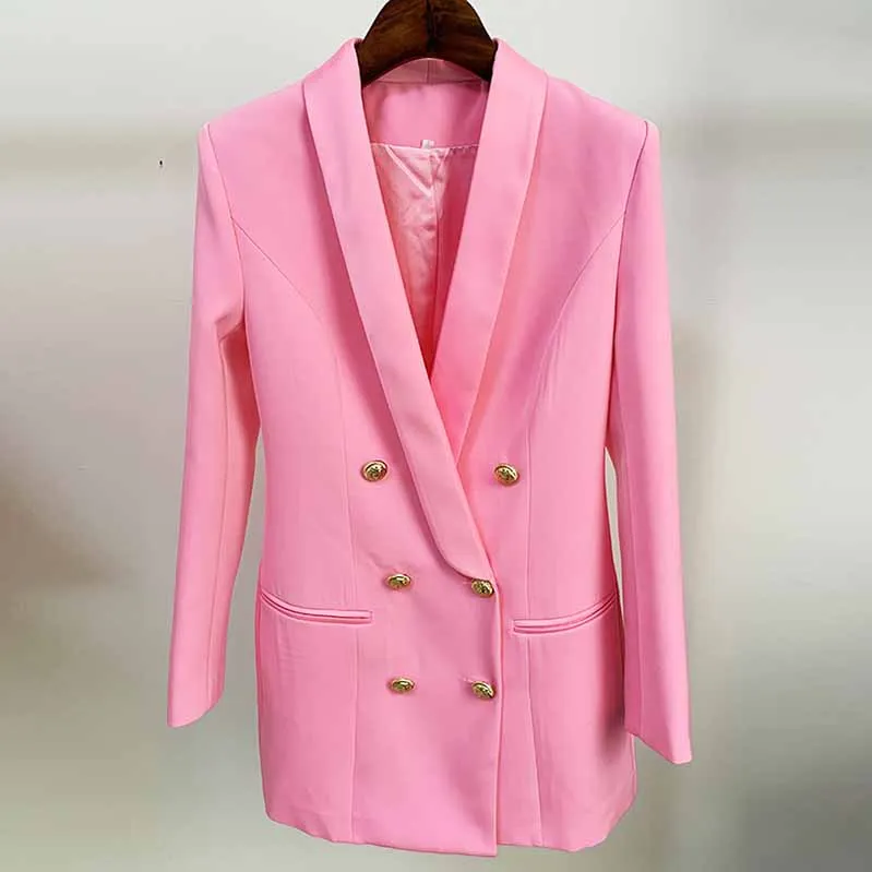 Women's Golden Lion Buttons Blazer Style V Neck Mini Dress