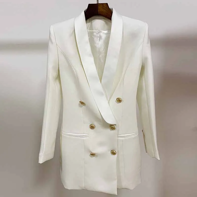 Women's Golden Lion Buttons Blazer Style V Neck Mini Dress