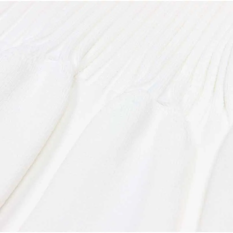 Women's Knitted Skater Short Dress Ribbed Mini Dress in White