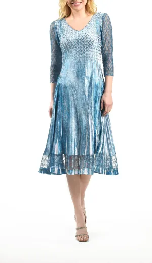 Women's Komarov | Lace Sleeve Charmeuse Dress | Velvet Stone