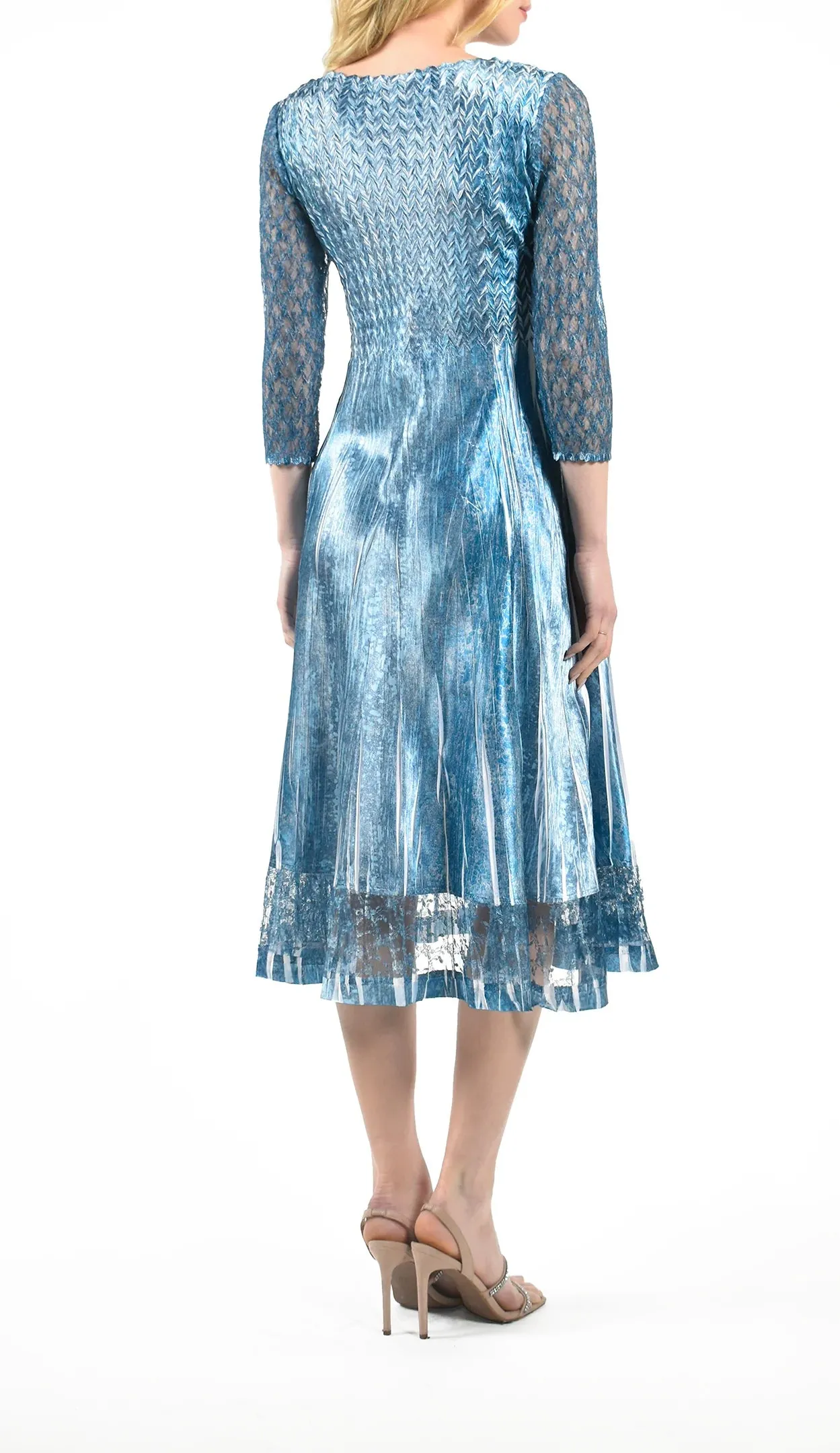 Women's Komarov | Lace Sleeve Charmeuse Dress | Velvet Stone