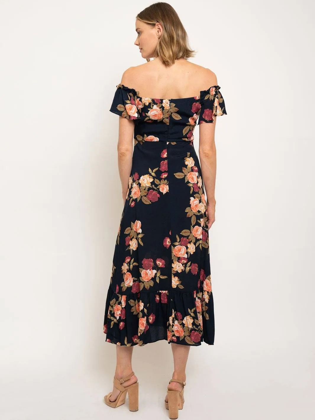 WOMEN'S OFF SHOULDER FLORAL MAXI DRESS