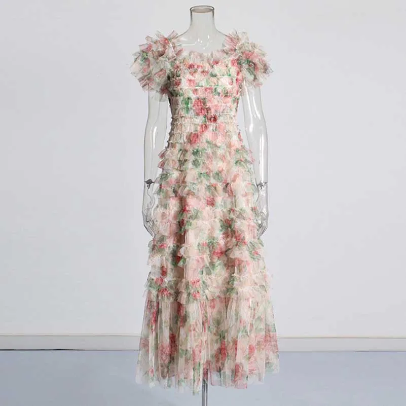 Womens Off The Shoulder Tulle Maxi Dress Chic Party Floral Event Dress