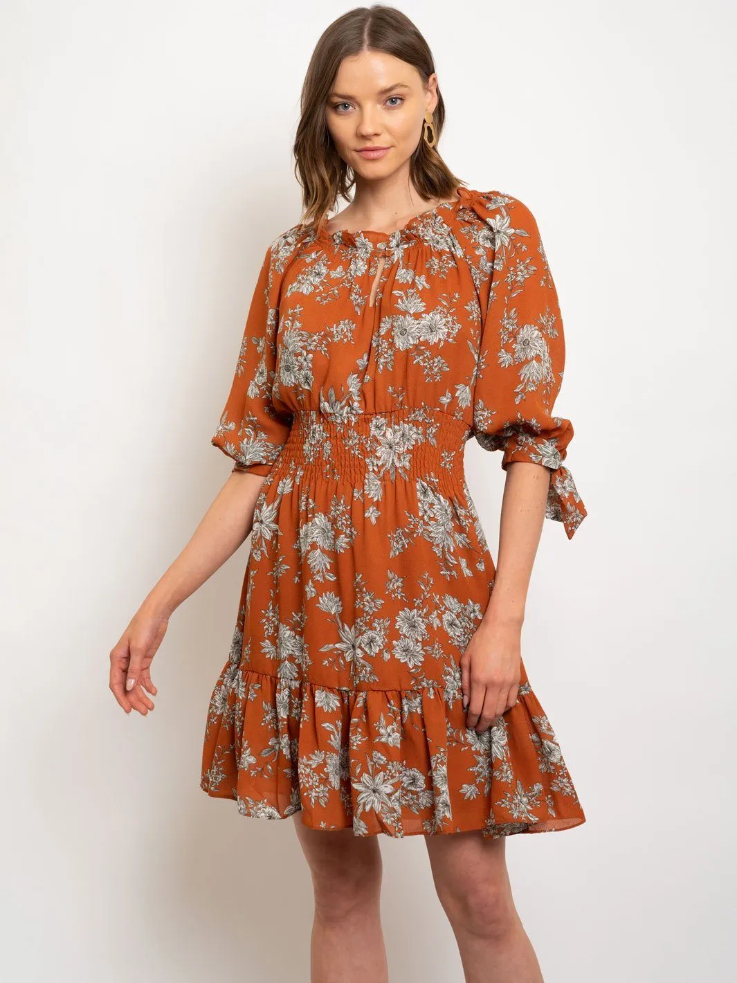 WOMEN'S PEASANT KNEE LENGTH DRESS