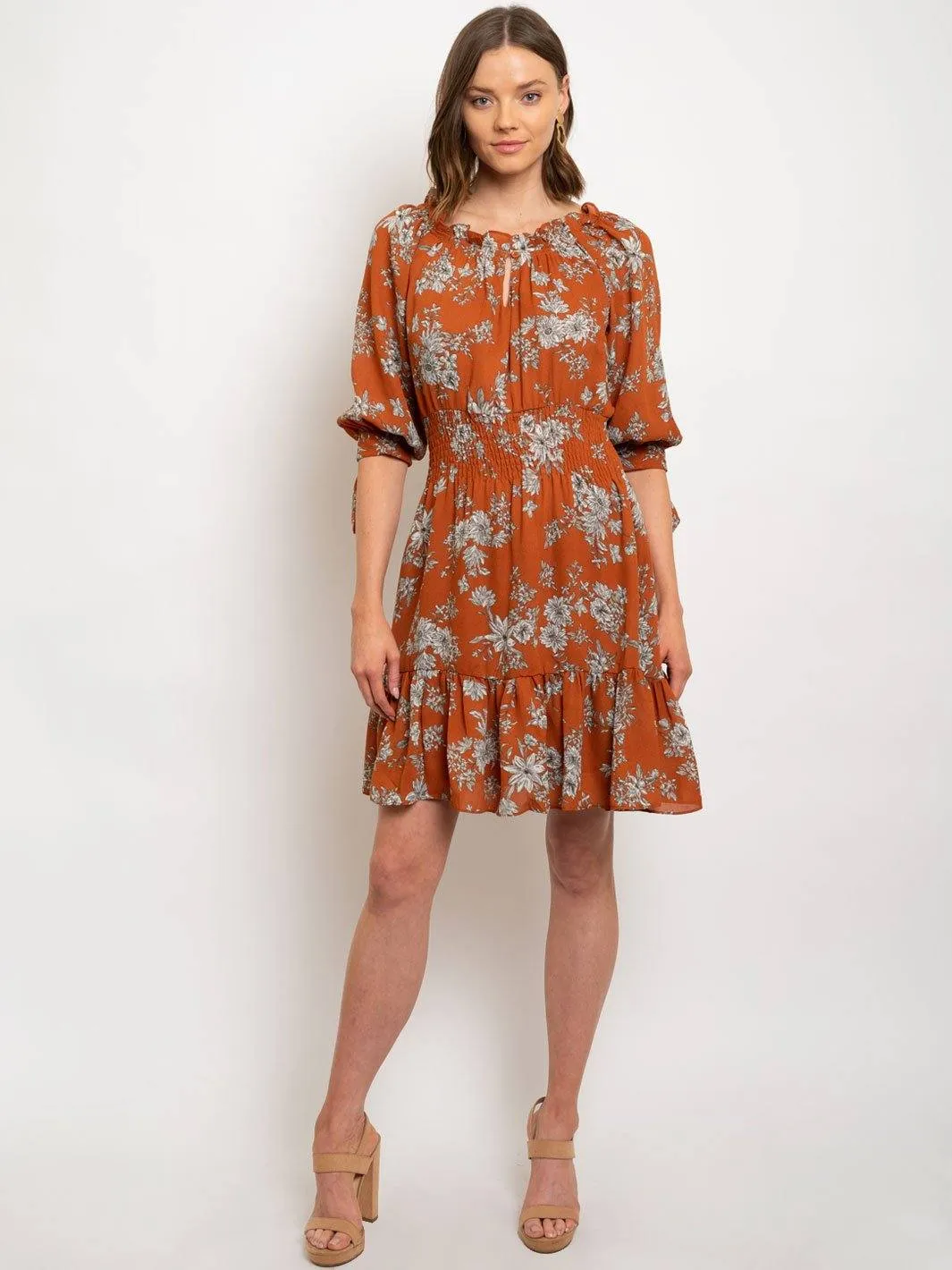 WOMEN'S PEASANT KNEE LENGTH DRESS