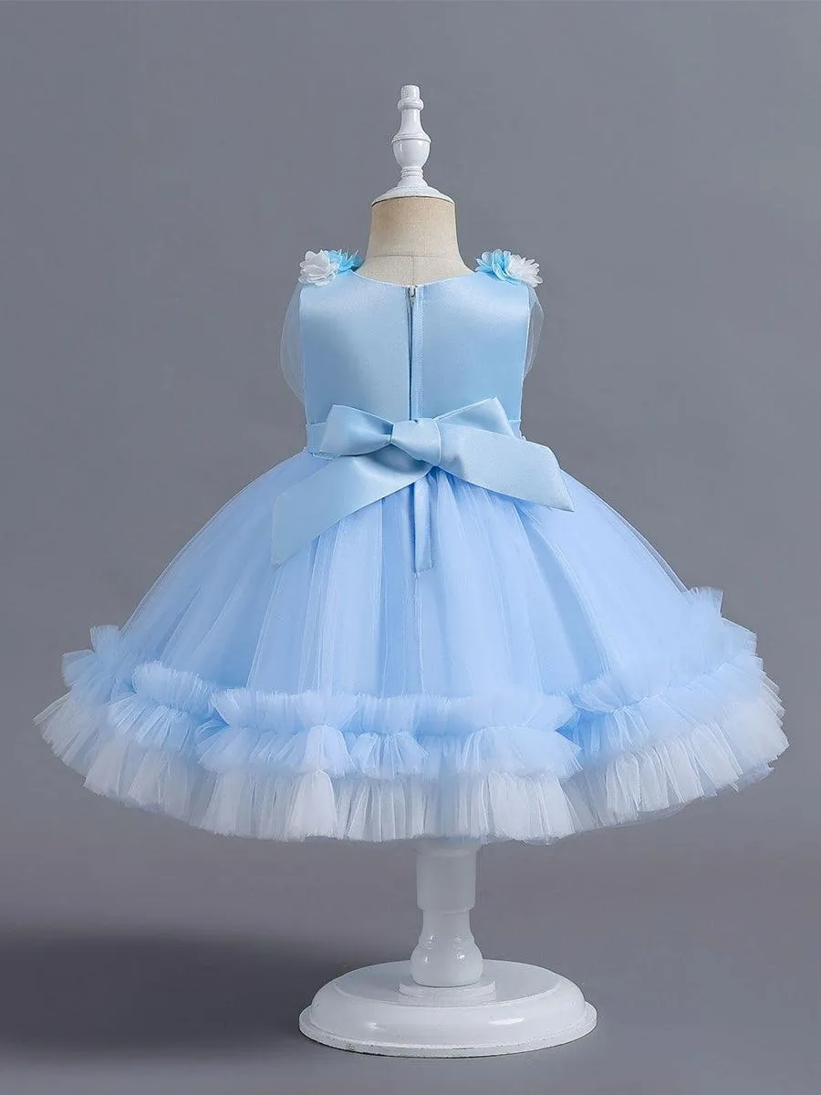 Wrap Flower A-line Mesh Princess Baby Dress MKD1001