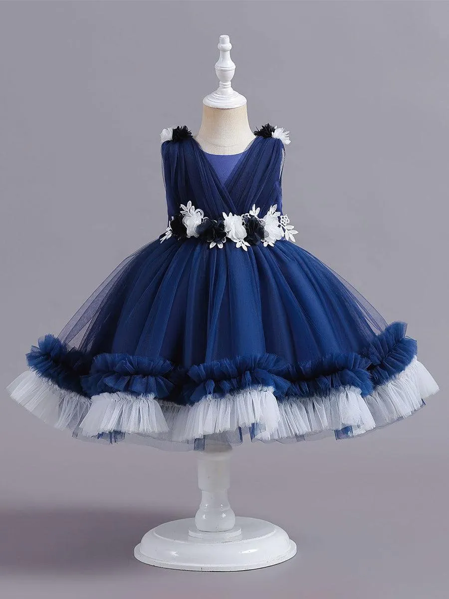 Wrap Flower A-line Mesh Princess Baby Dress MKD1001