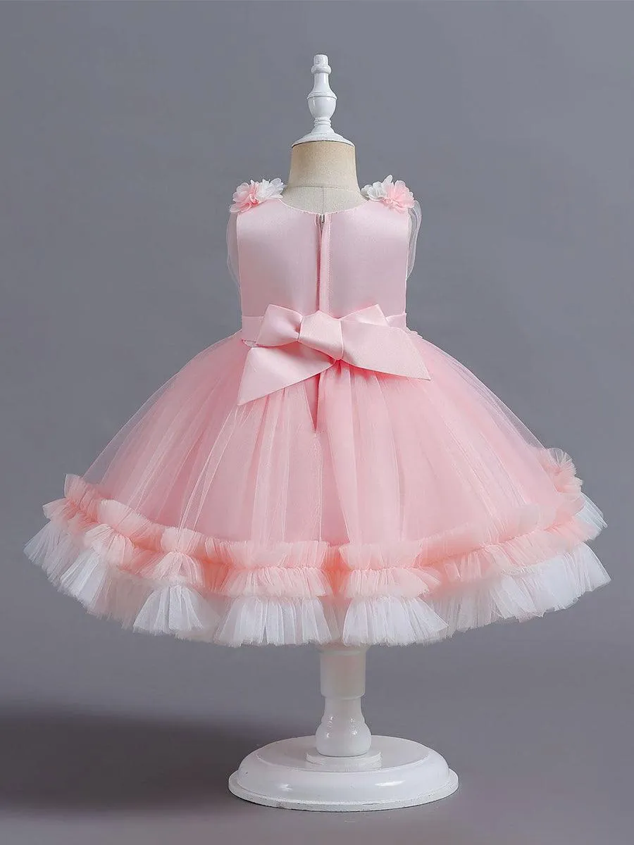 Wrap Flower A-line Mesh Princess Baby Dress MKD1001