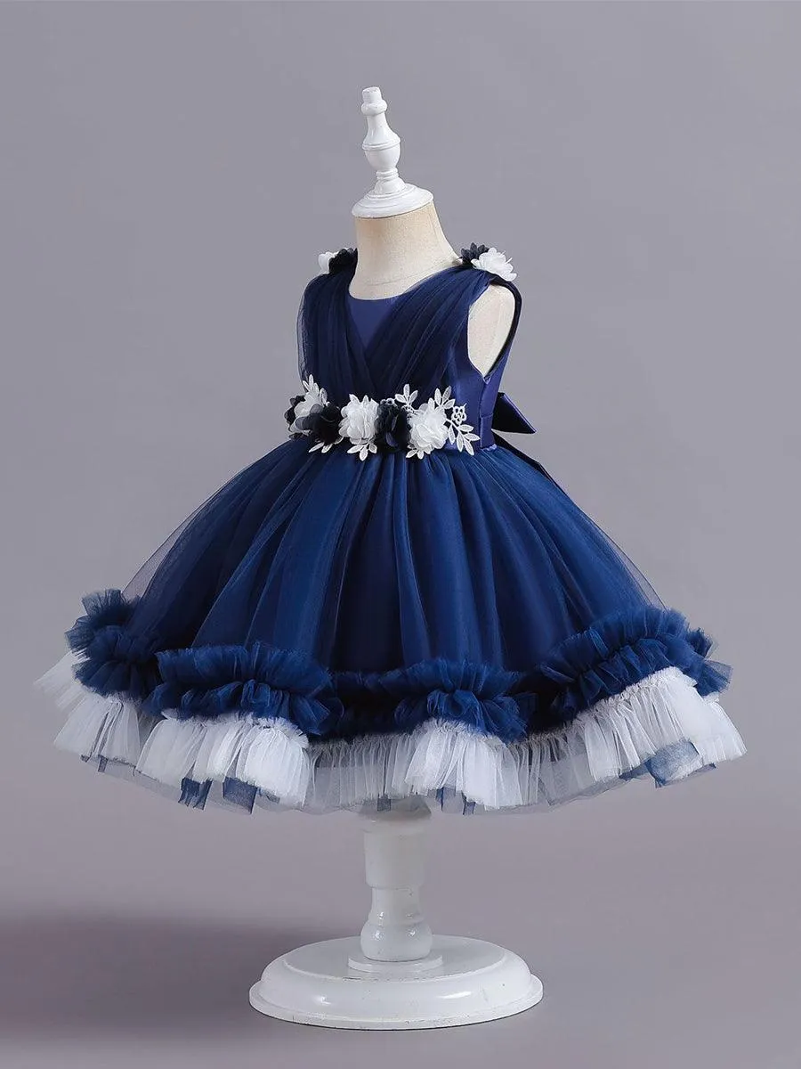Wrap Flower A-line Mesh Princess Baby Dress MKD1001