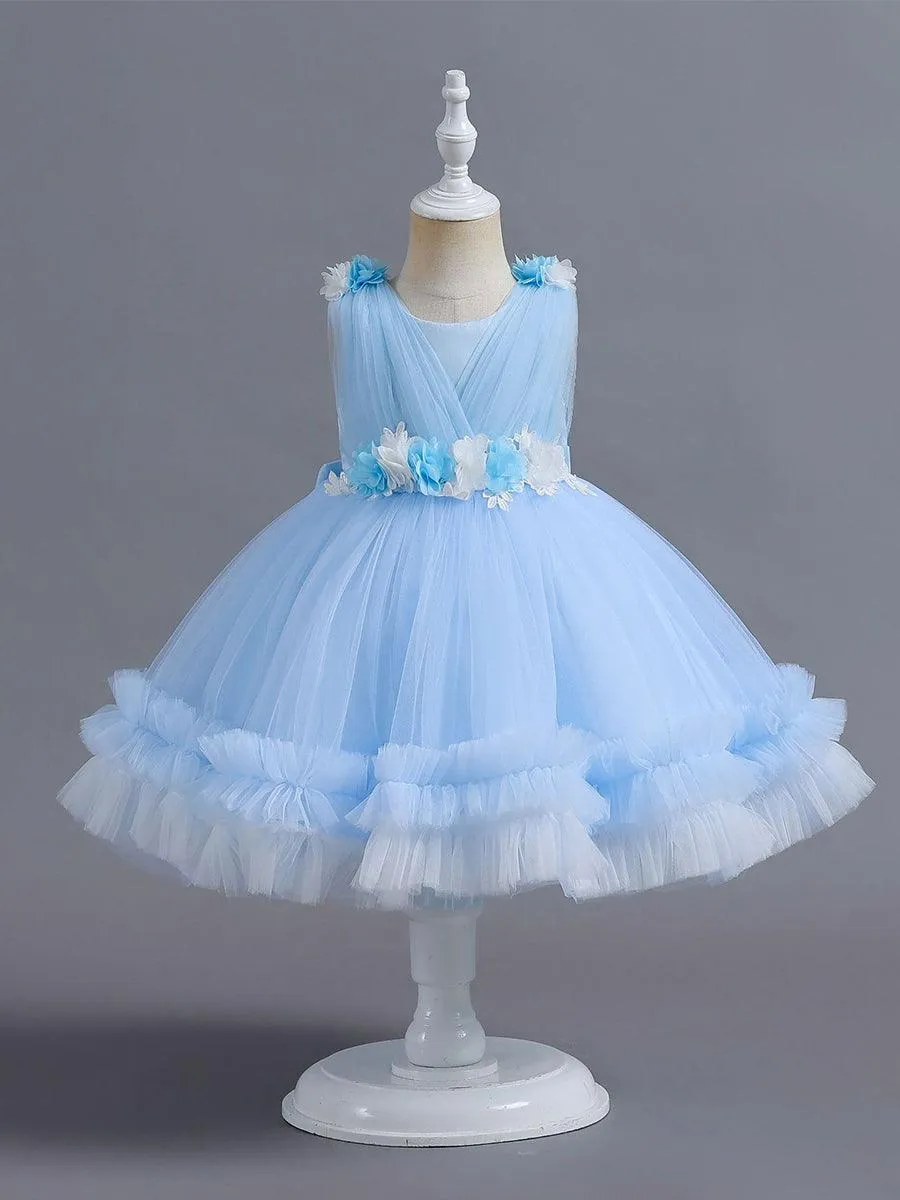 Wrap Flower A-line Mesh Princess Baby Dress MKD1001