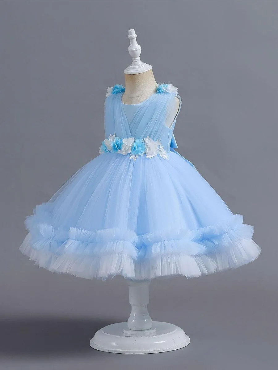 Wrap Flower A-line Mesh Princess Baby Dress MKD1001