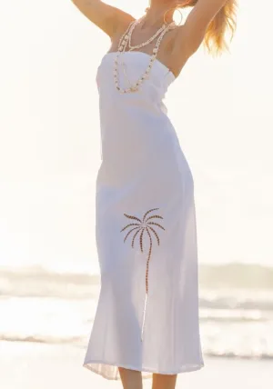 WS Palm Strapless Maxi - White