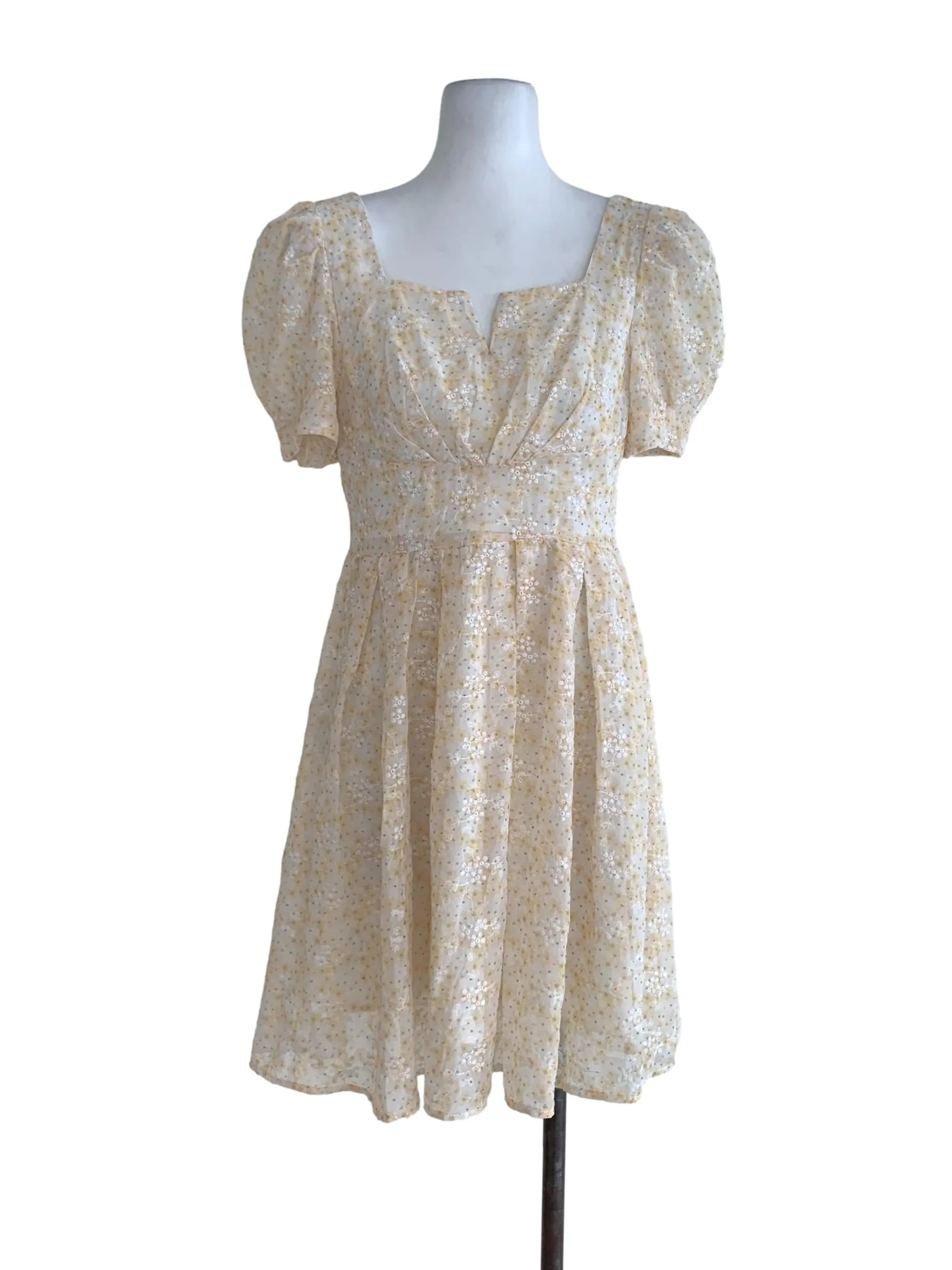 Yellow Floral A-Line Dress