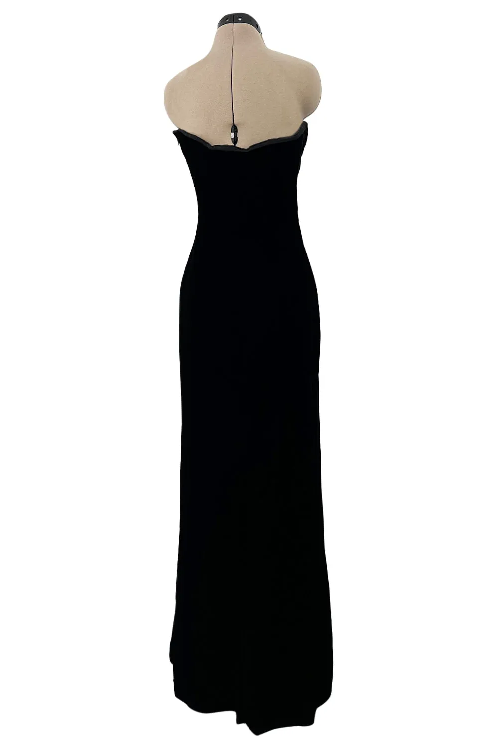 Yves Saint Laurent 1980s Strapless Black Velvet with High Front Slit - 13" W