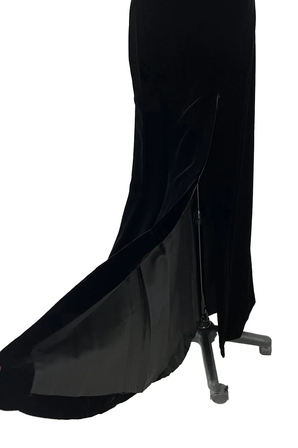 Yves Saint Laurent 1980s Strapless Black Velvet with High Front Slit - 13" W