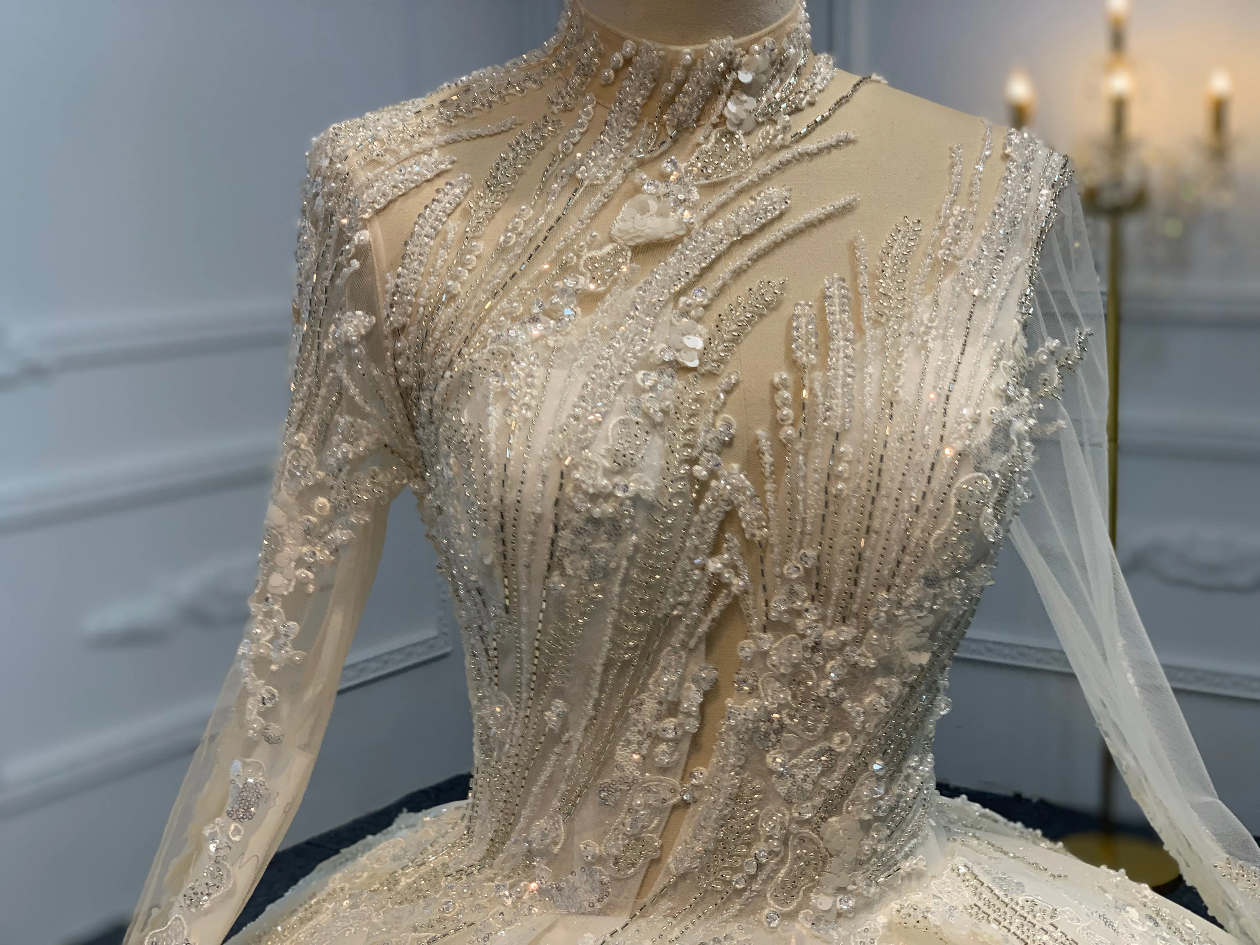 Z030-BYG SUPER LUXURIOUS BALL GOWN WITH HEAVY BEEDING LACE