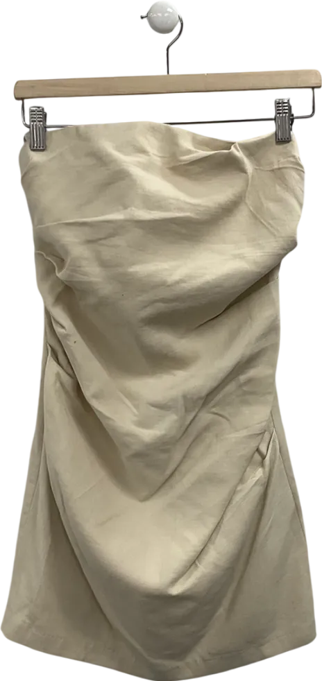 ZARA Cream Ruched Strapless Mini Dress UK XS