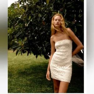 ZARA STRAPLESS CROCHET DRESS ECRU