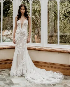 Zavana Couture Size 6 ZB22433 Ivory/Champ/Nude Gown